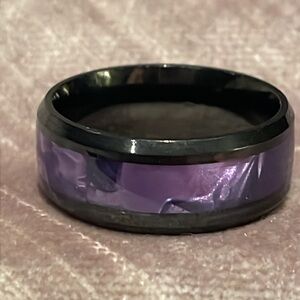 Black and Purple Cigar Wedding Band Size 8